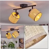 hofstein Deckenleuchte Boho-Style Deckenlampe a. Metall/Papiergeflecht in Schwarz/Natur/Beige, ohne Leuchtmittel