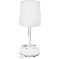 Aigostar Steckdosenleuchte mit usb & typ-c, Stoffschirm, Tischlampe mit Steckdose,Weiß