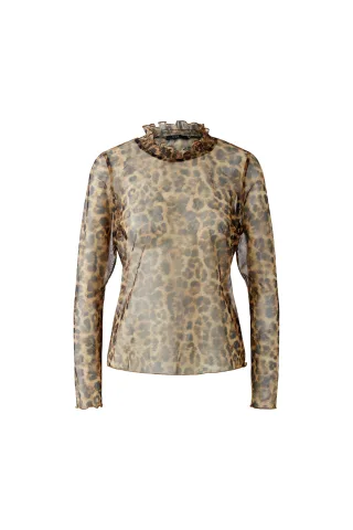 Oui - Langarmshirt camel grey - Gr. - 38
