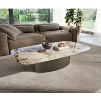 DELIFE Couchtisch Edge, Boot 140x80 cm Keramik Patagonia Poliert Casilda Effektfinish Titan