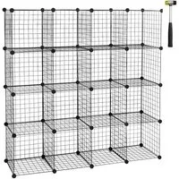 Woltu Kleiderständer, individuell aufstellbar 16 Fächer Schwarz, Drahtgitte
