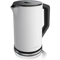 Arendo Wasserkocher aus Edelstahl, Temperatureinstellung 40°–100°C mit Anzeige, Doppelwand, 1,5 l, 2200 W, Teekocher mit Temperaturanzeige, in 5 °C-Schritten einstellbar