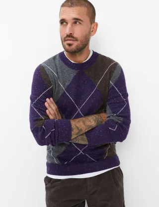 Brax Herren Strickpullover Style RICK plum, dunkles lila, Gr. XS