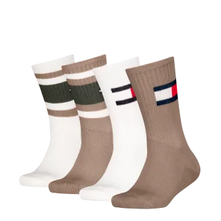Tommy Hilfiger Socken "TH KIDS SOCK 4P FLAG & SPORT STRIPE ECOM" 4 Paar, mit verstärkten Fersenbereichen