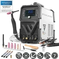 STAHLWERK Schutzgasschweißgerät 3 in 1 Kombi AC/DC WIG 200 ST Digital ARC/MMA Spot Clean, 30 - 200 A, Packung, 1-tlg., Set, Alu-geeigneter WIG MMA Inverter