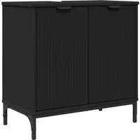 vidaXL Badezimmerspiegelschrank Waschbeckenschrank Schwarz 60,5 x 33,5 x 61 cm Holzwerkstoff (1-St)
