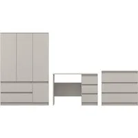 Deine Möbel 24 Jugendzimmer-Set Kinderzimmer-Set SIMO B, mit Kleiderschrank, Schreibtisch und Kommode, (Set, 3-tlg., SIMO - Kollektion), Kindermöbel - Set in Weiß oder Kaschmir