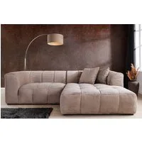 riess-ambiente Ecksofa ZERO GRAVITY 240cm greige · 3-Sitzer Couch in L-Form mit Cordbezug, Einzelartikel 1 Teile, inkl. Kissen · Nosagfederung · Rundum Bezug · Ottomane rechts · Modern