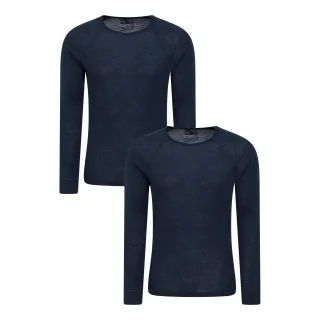 Mountain Warehouse Herren Merinowolle Base Layer Top (2er Pack) (Navy)