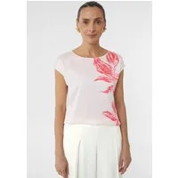 comma Kurzarmshirt T-Shirt Blusenshirt im Fabricmix mit floralem Print
