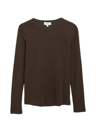 s.Oliver Red Label - Longsleeve mit Rippstruktur braun - Gr. - 34