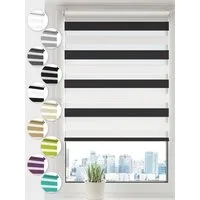 Doppelrollo Klemmfix ohne Bohren Rollos für Fenster und Tür Seitenzugrollo, Sonello, blickdicht, ohne Bohren, freihängend, Klemmfix, 35cm x 100cm Schwarz/weis Duo Rollo, Jalousie mit Klemmträger