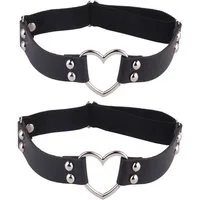UE Stock Ledergürtel 2er Set Damen Punk Elastische Leder Oberschenkel Gürtel Lederleg Ringe für einen auffälligen Look