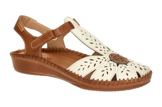 Pikolinos 655-0841C1 nata Damen Keilsandalen wei? Echtleder Fu?bett Klettvers...