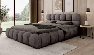 Polsterbett Bett AURELIA 180x200cm Komplettset in Stoff Aprodite Grafit