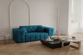 Sofa Designersofa CHANTAL 2-Sitzer in Stoff Opera Velvet Ozeanblau