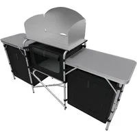 24Move Campingschrank Campingküche CAMPO Alu Outdoorküche (faltbar, inkl. Windschutz und Tragetasche) mit Arbeitsplatte und Staufächern