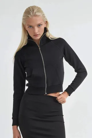 Reißverschluss-Baumwolljacke mit Taschen
