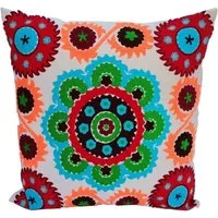 Casa Moro Dekokissen Mandala Samtkissen Kera 40x40 cm mit Füllung, Boho Kissen bestickt, buntes Couchtisch Sofakissen quadratisch Ethno Kissen