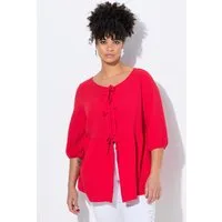 MIAMODA Longbluse Bluse A-Linie Musselin Bindebänder Kräuselnaht
