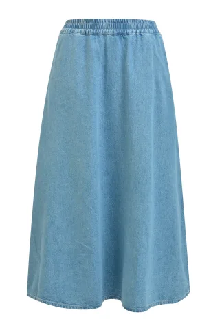 Milano Italy - midi skirt w elastic waist jeansblue - Gr. - 42