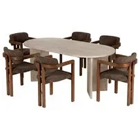 Skye Decor Essgruppe Sablin Modern Set, (Set, 7-tlg., 1 Tish, 6 Stühle), Japandi Set bestehend aus 6 Stühl und 1 Tish Modernes Esszimmer Set