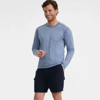 Schnelltrocknende UPF 50 Cargo-Badeshorts, 18 cm, Herren,  Blau, Elasthan/Polyester-Mischung, by Lands' End