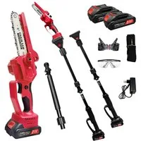 BBWL Akku-Kettensäge Akku-Stangensäge Teleskop-Schere 300W Brushless-Motor Aluminium, 141–240cm Verlängerung für Garten Äste Sträucher