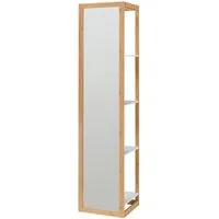 en.casa Standregal, »As« mit Spiegel 170 x 40 x 35 cm Bambus / Weiß