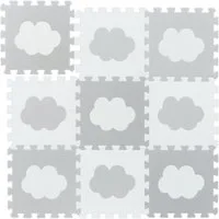 relaxdays Spielmatte 18-tlg. Puzzlematte Wolke, Weiss-grau