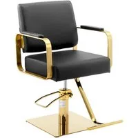 Physa Armlehnstuhl Friseurstuhl mit Fußstütze Barber-Stuhl 200 kg Otley Black Golden, Schwarz, Golden