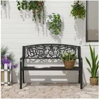 Outsunny Gartenbank Parkbank Metall Gartenmöbel (Bank, 1-St., 2-Sitzer Sitzbank), 127cm x 60cm x 87cm