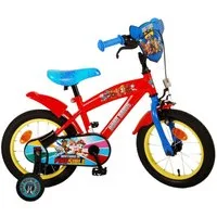 Volare Kinderfahrrad 14 Zoll Kinder Jungen Fahrrad Rad Bike Kinderrad Paw Patrol Rot 21508, 1 Gang, Rücktrittbremse,Kettenschutz,Schutzbleche,Stützräder