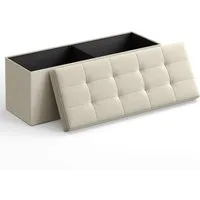 SONGMICS Sitzbank sitzhocker, 76/110cm mit Stauraum, klappbare Sitztruhe, Fußbank
