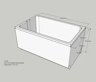 Neuesbad Wannenträger für Bette LaBette 118x73 SW10113