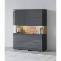 OTTO home Highboard Toledo,Breite 121,5 cm, trendige Hochkommode mit 2 Türen, Hochschrank mit Glas-Partien,stylische Hochglanzfronten