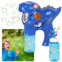 Sarcia.eu Seifenblasenpistole Dinosaurier Seifenblasenpistole mit LED,Sound +2 Nachfüllflaschen BLAU