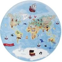 Lovely Kids Kinderteppich Weltkarte blau, rund