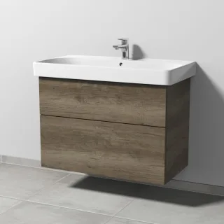Sanipa 3way Waschtischunterbau zu Geberit Smyle Square Waschtisch mit 2 Auszügen, Eiche-Nebraska SM67137