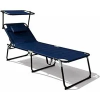 Mojawo Doppelliege Aluminium Gartenliege Sonnenliege Dunkelblau Dach Kissen L200xB70cm