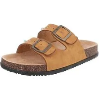 Ital-Design Bequeme Sandalen mit verstellbaren Riemen für Damen Pantolette (89852720) Flach Pantoletten in Camel