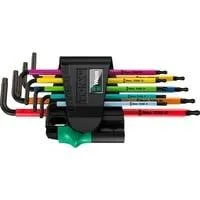 967/9 TX BO Multicolour 1 Winkelschlüsselsatz, 9-teilig, Schraubendreher mit Halteclip, BlackLaser-Oberfläche