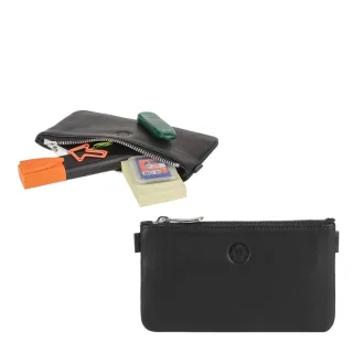 Stifteetui klein flach Leder schwarz 14x8cm | Sonnenleder Büchner Etui. Ein eleganter Organizer für Ihre Schreibgeräte in Tasche und Rucksack.