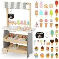 Mamabrum Kinder-Küchenset Holz-Eiswagen auf Rädern - Kinderspielzeug