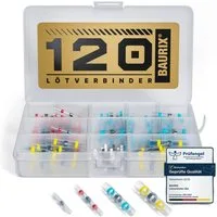 BAURIX Kabelverbinder-Sortiment Lötverbinder Set I IP67 Schrumpfverbinder, 120-tlg., für wasserdichte Kabel-Verbindungen, I Kabelverbinder Set, Stoßverbinder