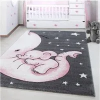 Ayyildiz Teppiche Kinderteppich Kids 560, rechteckig, Höhe: 12 mm, auch in rund, Elefanten Baby Sterne, Kurzflor