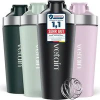 VETAIN Protein Shaker Edelstahl 700ml - 100% Auslaufsicher, Außen gravierte Messskala - Frei von BPA & DEHP - Spülmaschinenfest