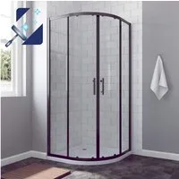 AQUABATOS Runddusche Duschkabine schwarz Viertelkreis Eckdusche Schiebetür Eckeinstieg, BxT: 80x80 cm, Nano Beschichtung, Verstellbereich,Einscheibensicherheitsglas