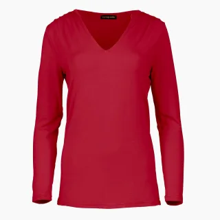 Rotes Jersey-V-Ausschnitt-Top