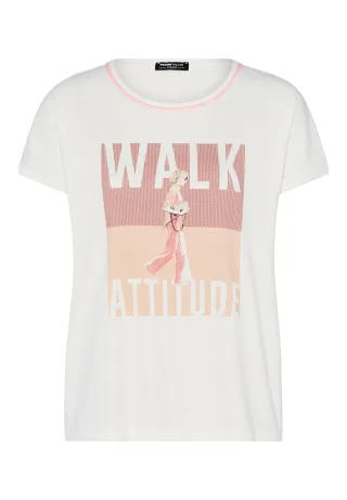 FRANK WALDER - Shirt CASUAL mit Frontprint pink lavender/tangerine/ecru - Gr. - 40